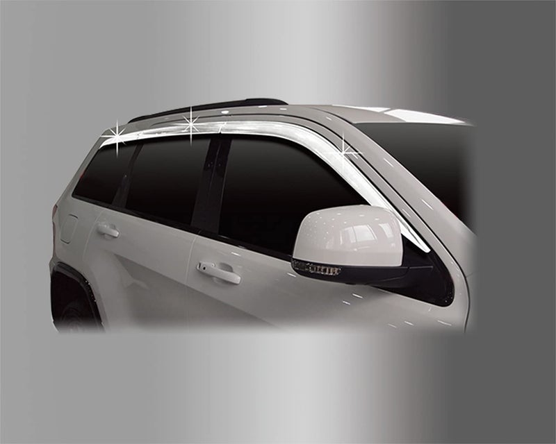 AUTO CLOVER AUTOCLOVER Tape-On Rain Guards Window Visors 6 Pcs Set for Jeep Grand Cherokee 2014 2015 2016 2017 2018 2019 2020 2021 / Window Deflectors, Out-Channel Vent Shades (Chrome) - Image 4